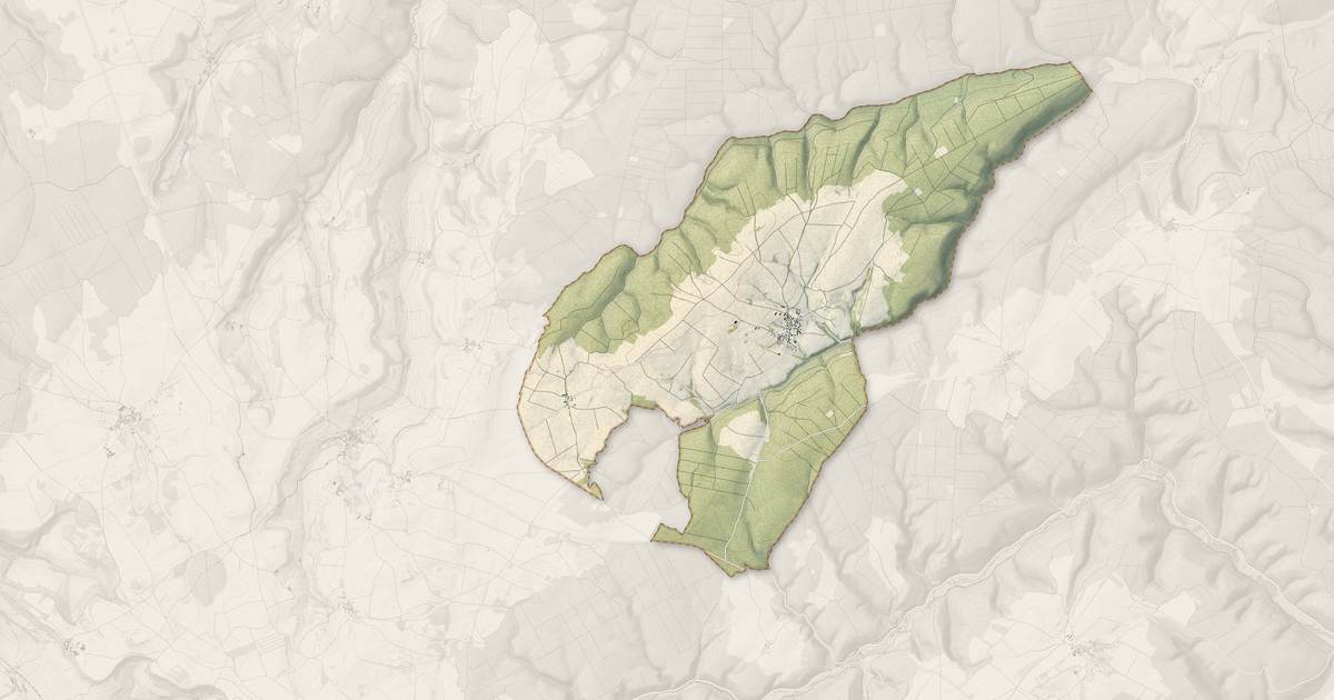 Portrait cartographique de Francheville : relief, eau, forêts, bâti et voies, calculés à partir des données de l'IGN