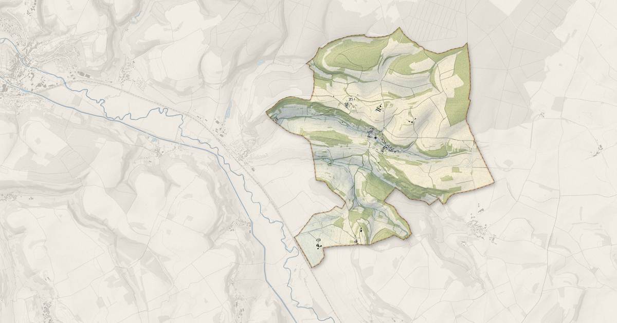 Portrait cartographique de Fresnes : relief, eau, forêts, bâti et voies, calculés à partir des données de l'IGN