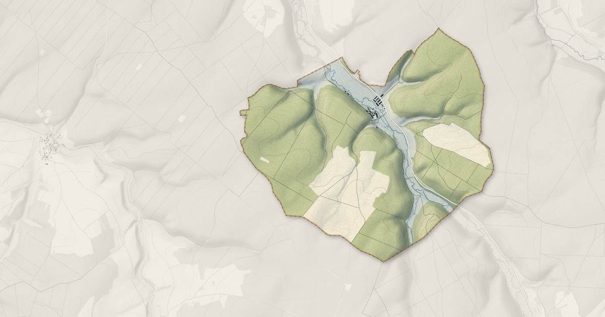 Portrait cartographique de Les Goulles : relief, eau, forêts, bâti et voies, calculés à partir des données de l'IGN