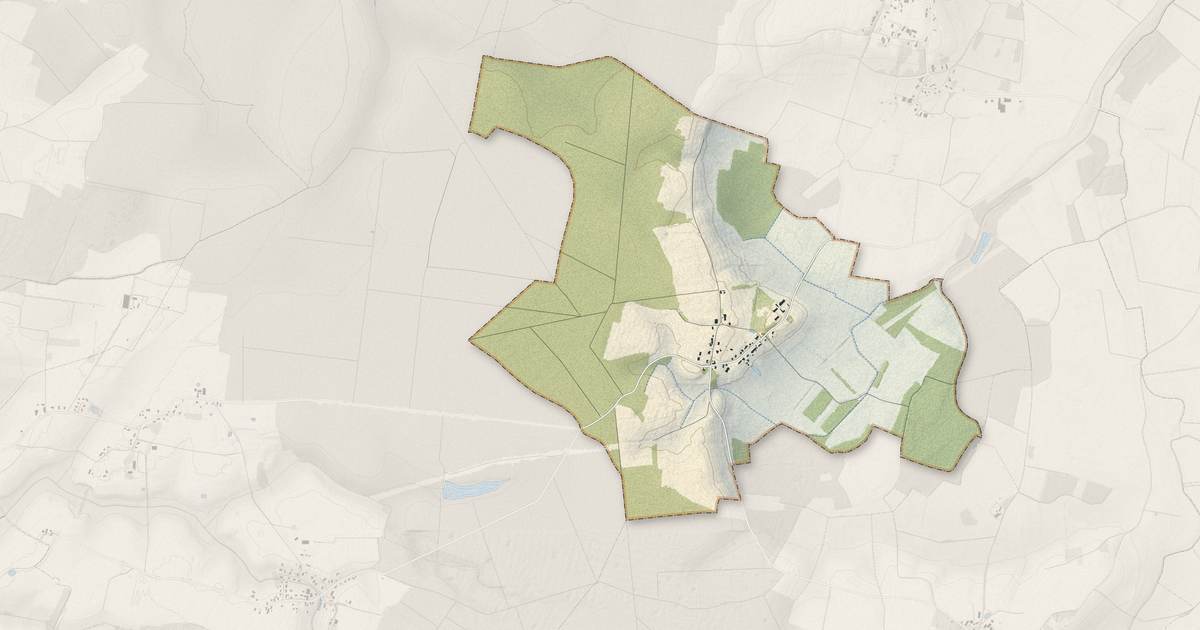 Portrait cartographique de Grosbois-lès-Tichey : relief, eau, forêts, bâti et voies, calculés à partir des données de l'IGN