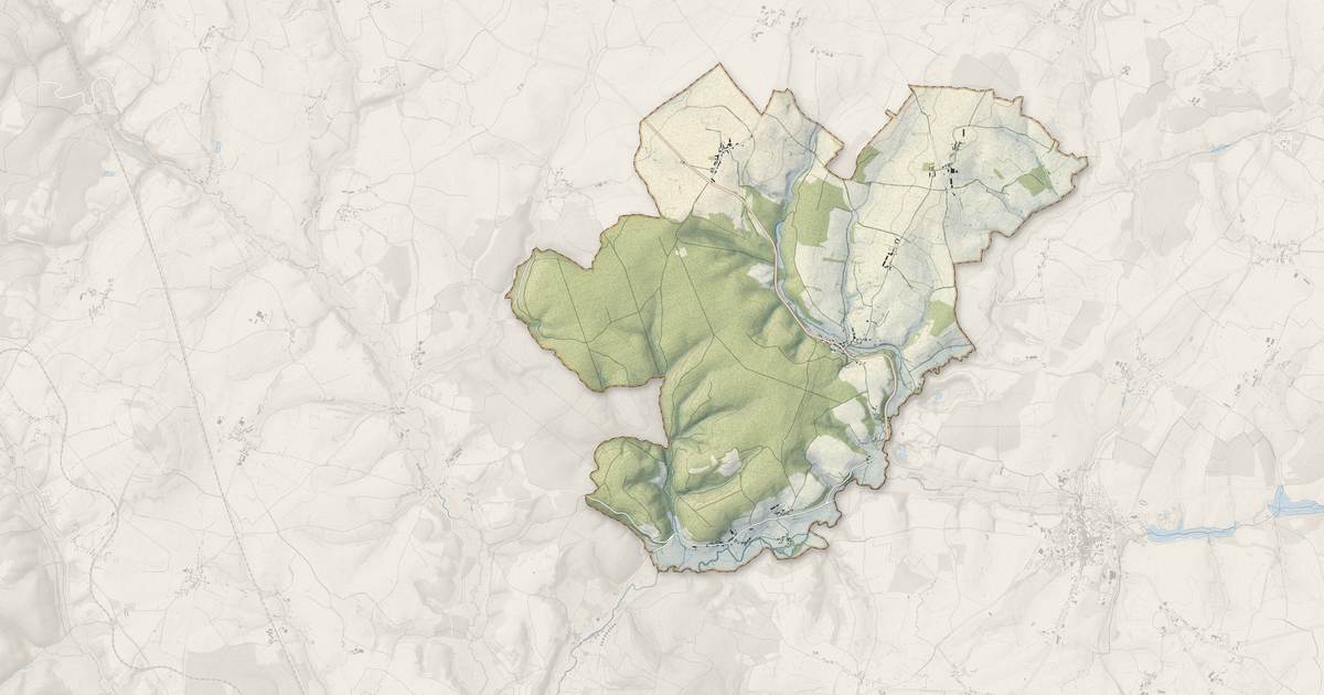 Portrait cartographique de Jouey : relief, eau, forêts, bâti et voies, calculés à partir des données de l'IGN