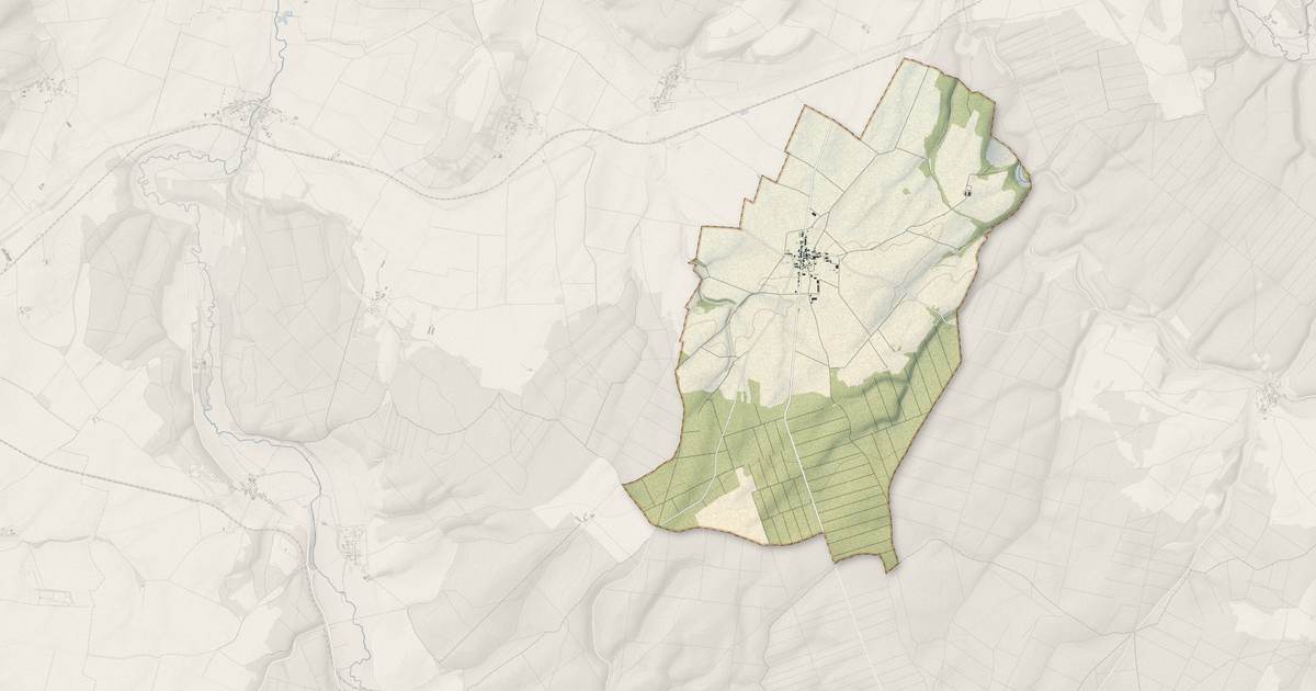 Portrait cartographique de Louesme : relief, eau, forêts, bâti et voies, calculés à partir des données de l'IGN