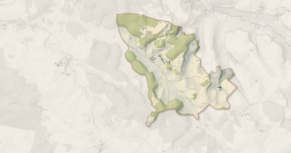 Portrait cartographique de Magny-Lambert : relief, eau, forêts, bâti et voies, calculés à partir des données de l'IGN