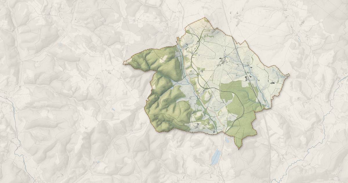 Portrait cartographique de Manlay : relief, eau, forêts, bâti et voies, calculés à partir des données de l'IGN