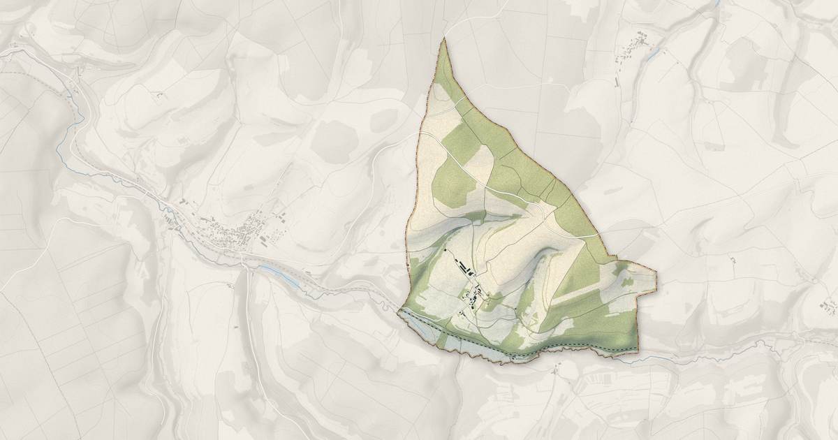 Portrait cartographique de Menesble : relief, eau, forêts, bâti et voies, calculés à partir des données de l'IGN