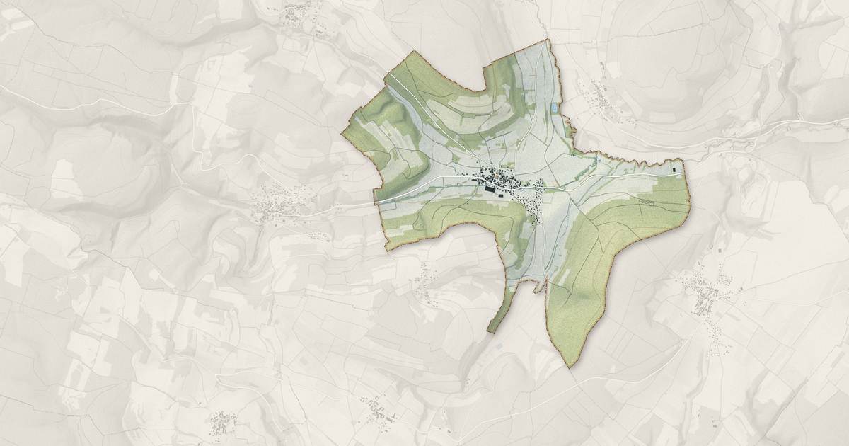 Portrait cartographique de Meuilley : relief, eau, forêts, bâti et voies, calculés à partir des données de l'IGN