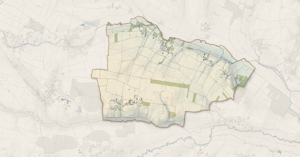 Portrait cartographique de Meursanges : relief, eau, forêts, bâti et voies, calculés à partir des données de l'IGN