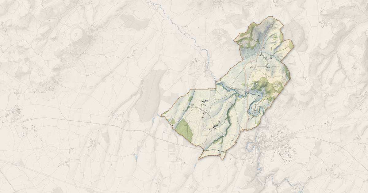 Portrait cartographique de Millery : relief, eau, forêts, bâti et voies, calculés à partir des données de l'IGN