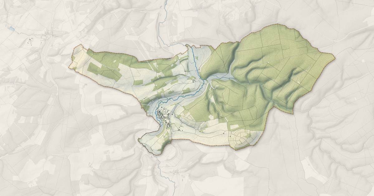 Portrait cartographique de Molesme : relief, eau, forêts, bâti et voies, calculés à partir des données de l'IGN