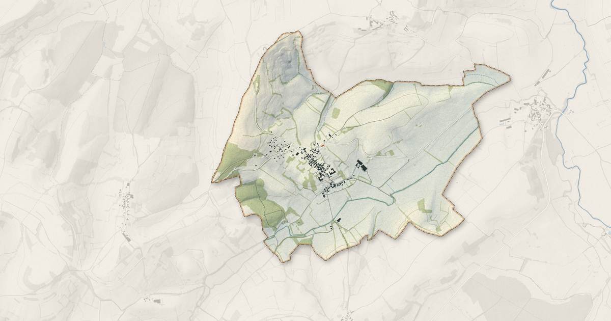 Portrait cartographique de Moutiers-Saint-Jean : relief, eau, forêts, bâti et voies, calculés à partir des données de l'IGN