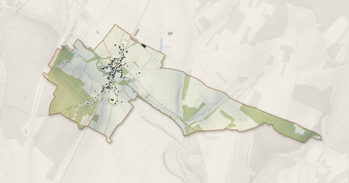 Portrait cartographique de Orville : relief, eau, forêts, bâti et voies, calculés à partir des données de l'IGN