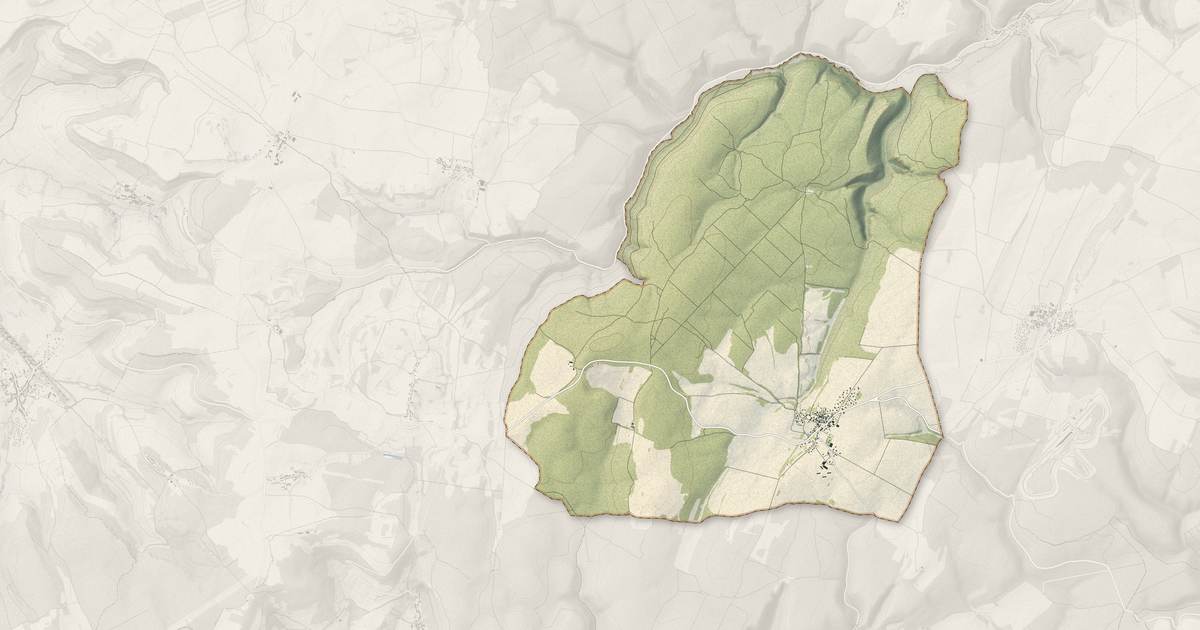 Portrait cartographique de Pasques : relief, eau, forêts, bâti et voies, calculés à partir des données de l'IGN