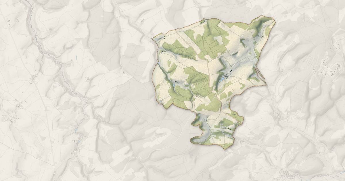 Portrait cartographique de Poiseul-la-Grange : relief, eau, forêts, bâti et voies, calculés à partir des données de l'IGN