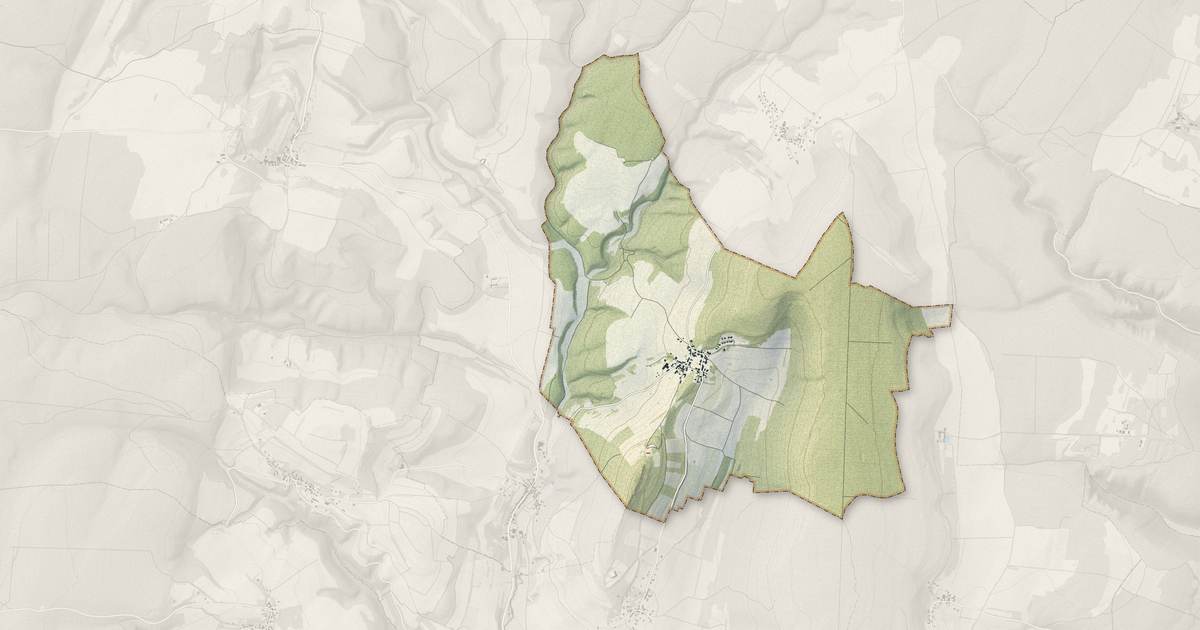 Portrait cartographique de Reulle-Vergy : relief, eau, forêts, bâti et voies, calculés à partir des données de l'IGN