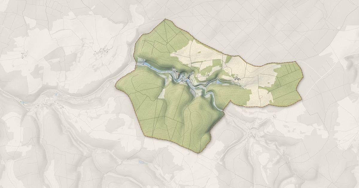 Portrait cartographique de Rochefort-sur-Brévon : relief, eau, forêts, bâti et voies, calculés à partir des données de l'IGN