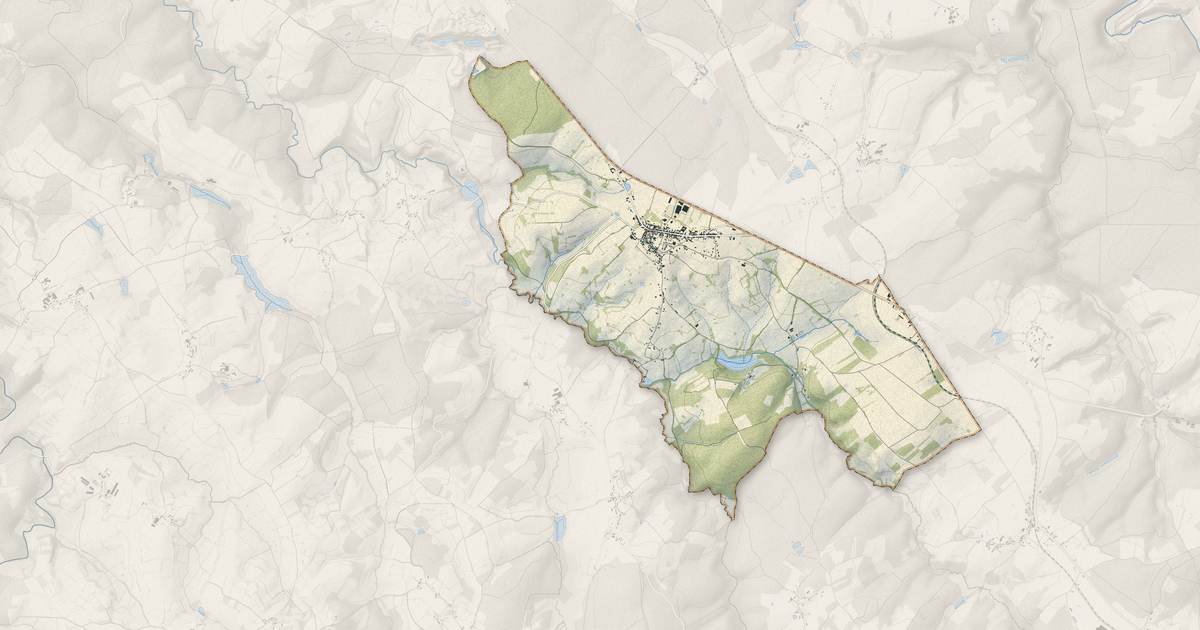 Portrait cartographique de Rouvray : relief, eau, forêts, bâti et voies, calculés à partir des données de l'IGN