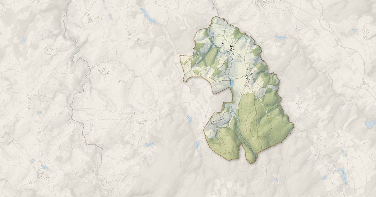 Portrait cartographique de Saint-Andeux : relief, eau, forêts, bâti et voies, calculés à partir des données de l'IGN