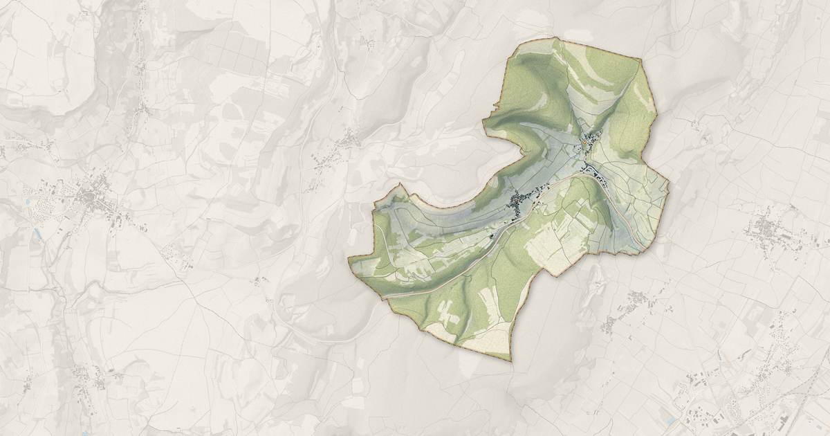 Portrait cartographique de Saint-Aubin : relief, eau, forêts, bâti et voies, calculés à partir des données de l'IGN