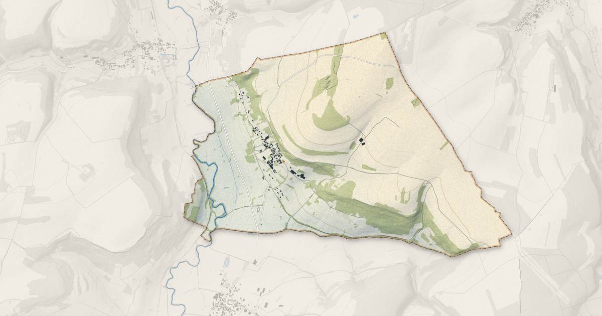 Portrait cartographique de Saint-Germain-lès-Senailly : relief, eau, forêts, bâti et voies, calculés à partir des données de l'IGN