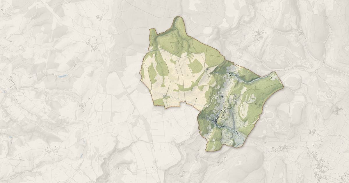 Portrait cartographique de Saint-Romain : relief, eau, forêts, bâti et voies, calculés à partir des données de l'IGN