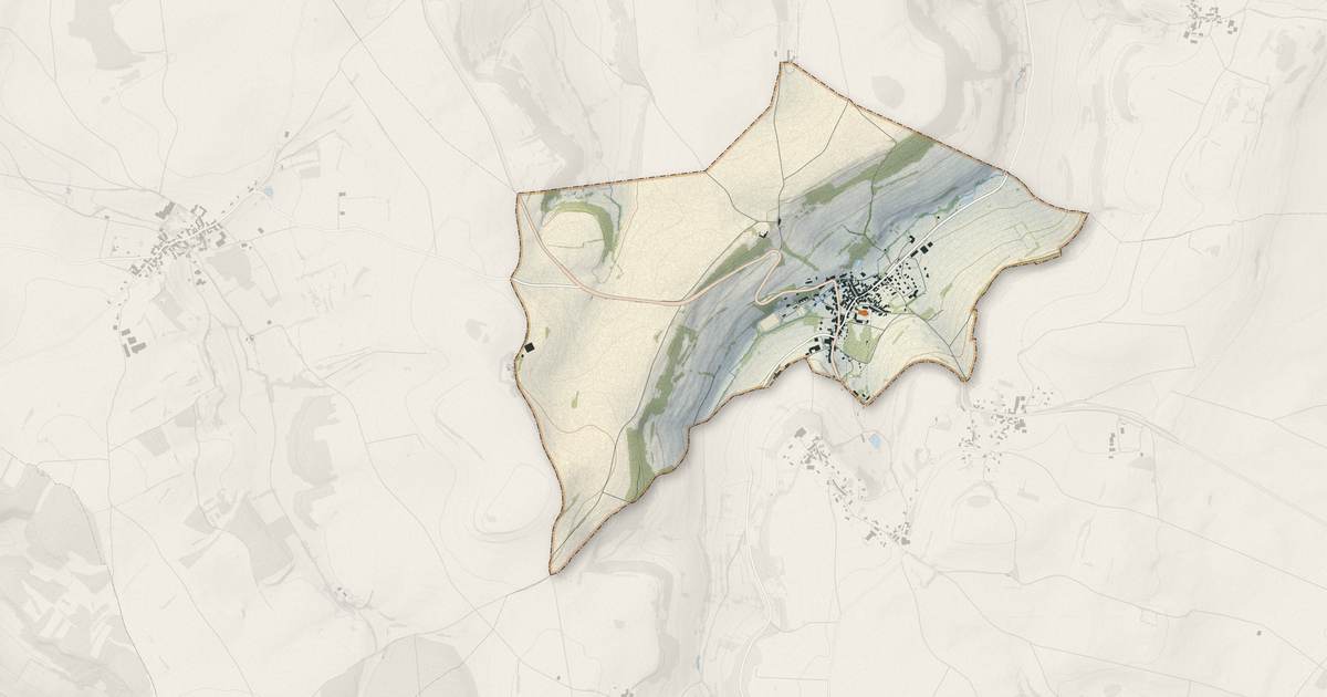 Portrait cartographique de Saint-Seine-l'Abbaye : relief, eau, forêts, bâti et voies, calculés à partir des données de l'IGN