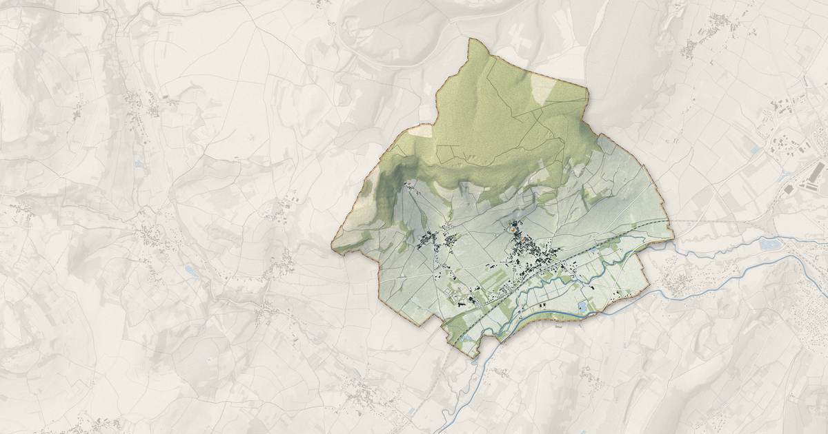 Portrait cartographique de Santenay : relief, eau, forêts, bâti et voies, calculés à partir des données de l'IGN