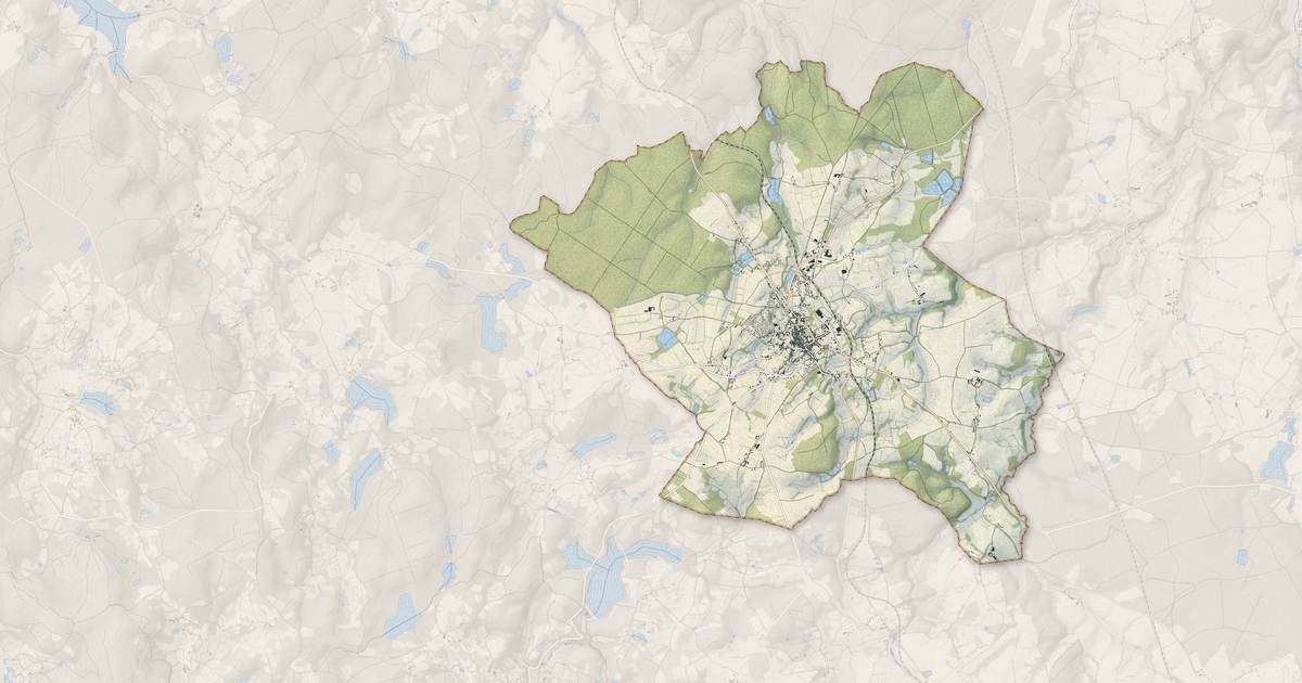 Portrait cartographique de Saulieu : relief, eau, forêts, bâti et voies, calculés à partir des données de l'IGN