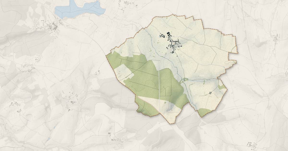 Portrait cartographique de Saussey : relief, eau, forêts, bâti et voies, calculés à partir des données de l'IGN
