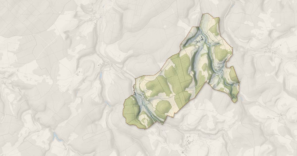Portrait cartographique de Terrefondrée : relief, eau, forêts, bâti et voies, calculés à partir des données de l'IGN