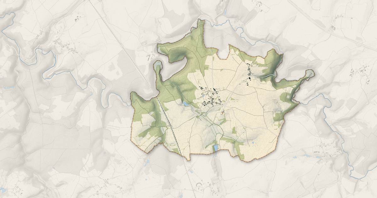 Portrait cartographique de Thoste : relief, eau, forêts, bâti et voies, calculés à partir des données de l'IGN