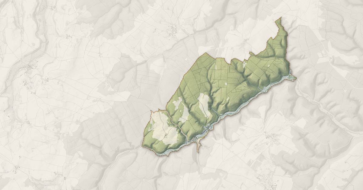Portrait cartographique de Val-Suzon : relief, eau, forêts, bâti et voies, calculés à partir des données de l'IGN