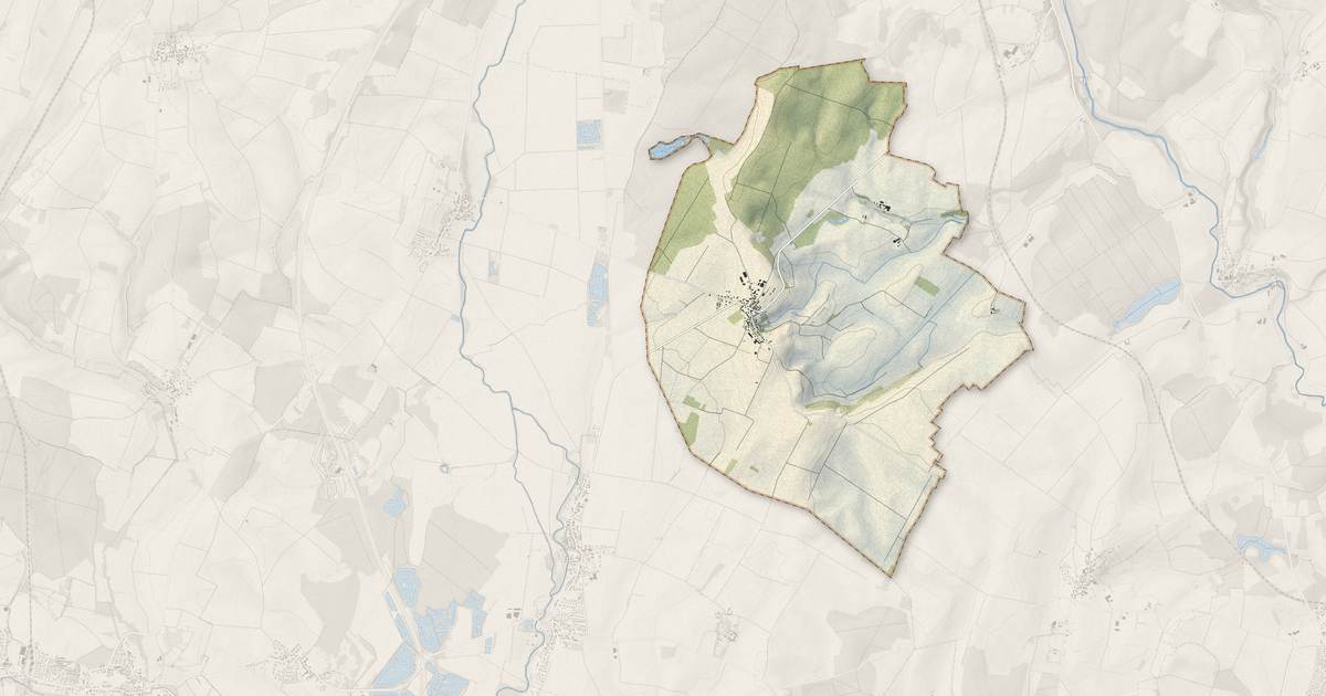 Portrait cartographique de Viévigne : relief, eau, forêts, bâti et voies, calculés à partir des données de l'IGN