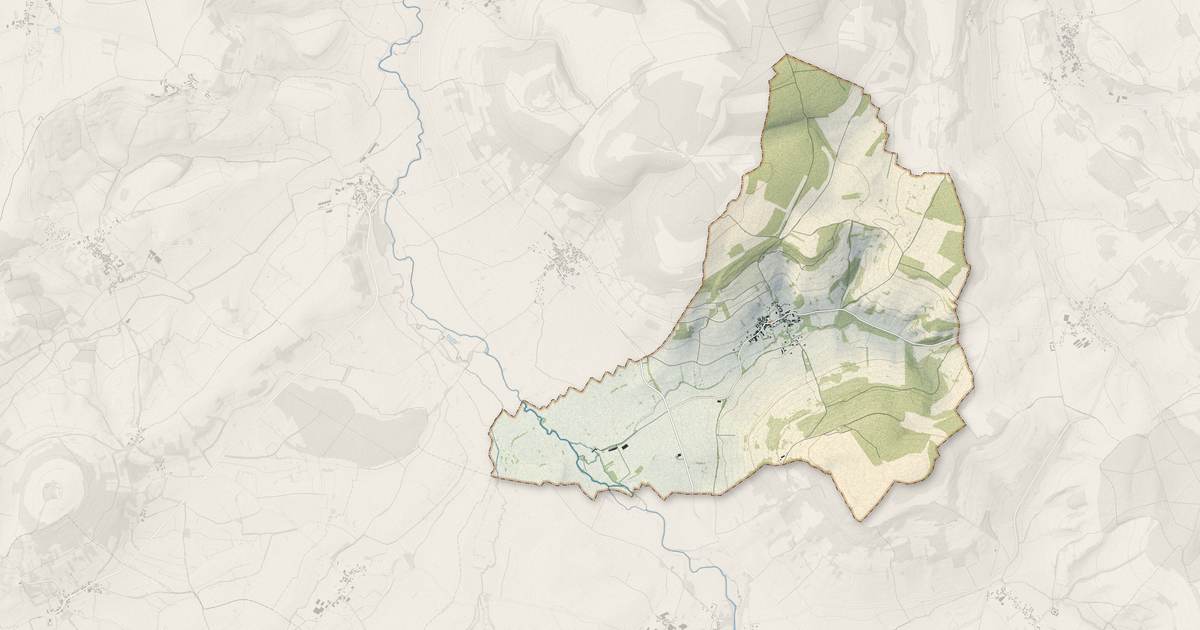 Portrait cartographique de Villaines-les-Prévôtes : relief, eau, forêts, bâti et voies, calculés à partir des données de l'IGN