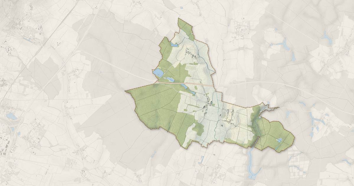 Portrait cartographique de Villy-le-Moutier : relief, eau, forêts, bâti et voies, calculés à partir des données de l'IGN