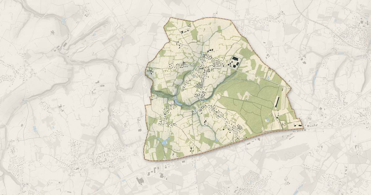 Portrait cartographique de Aucaleuc : relief, eau, forêts, bâti et voies, calculés à partir des données de l'IGN