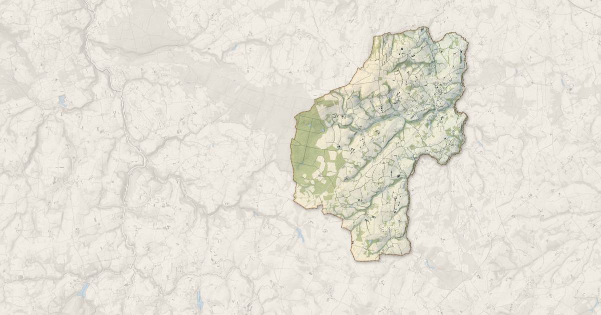 Portrait cartographique de Boqueho : relief, eau, forêts, bâti et voies, calculés à partir des données de l'IGN