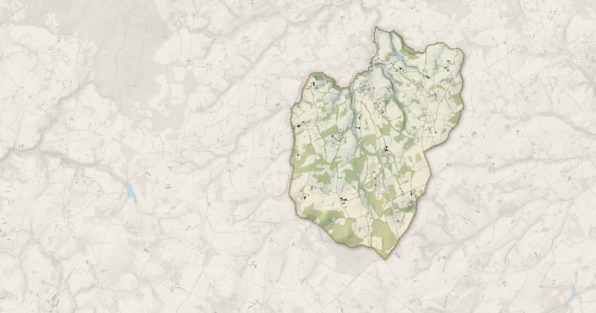 Portrait cartographique de Cohiniac : relief, eau, forêts, bâti et voies, calculés à partir des données de l'IGN