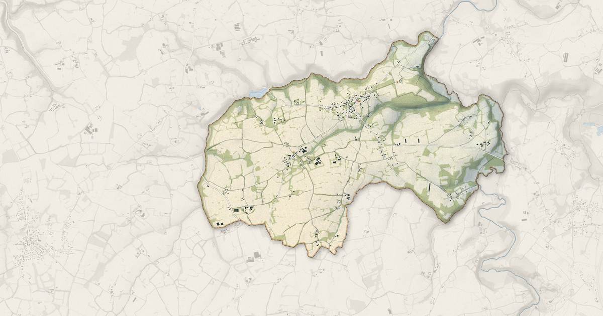 Portrait cartographique de Le Faouët : relief, eau, forêts, bâti et voies, calculés à partir des données de l'IGN