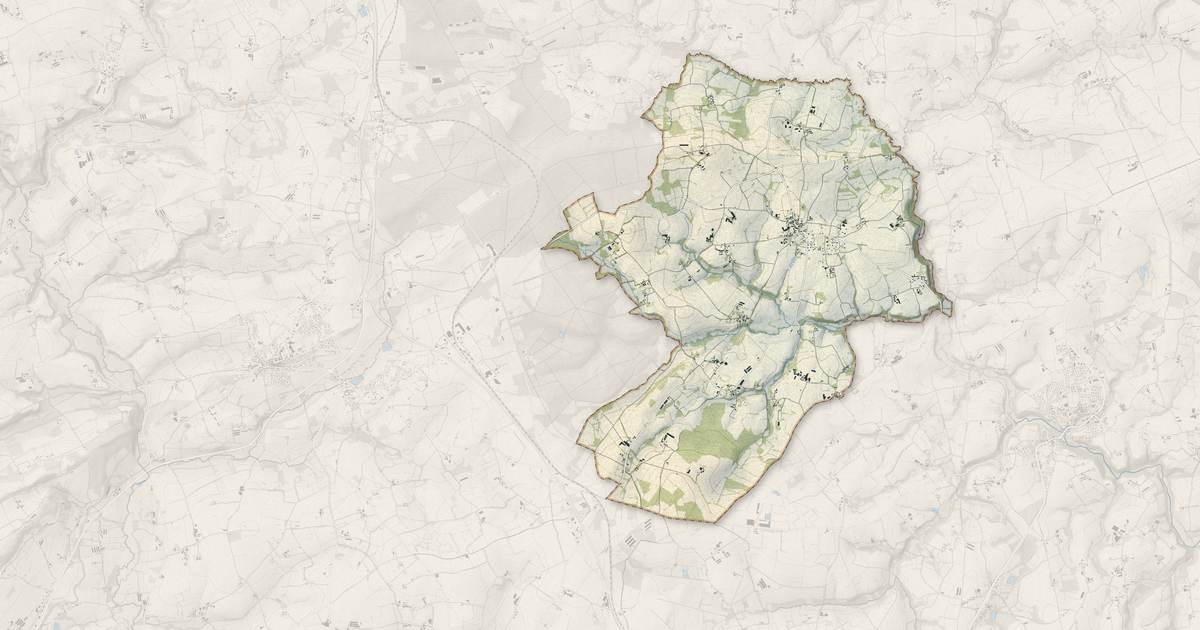 Portrait cartographique de Gausson : relief, eau, forêts, bâti et voies, calculés à partir des données de l'IGN