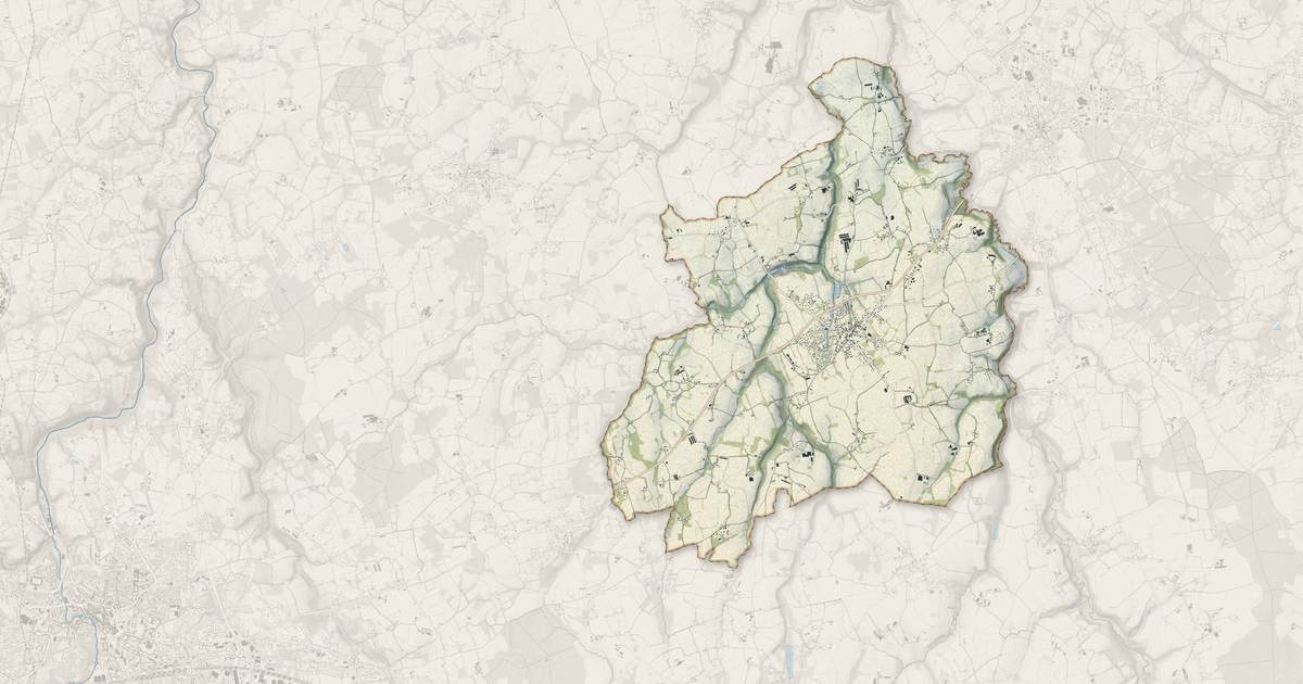 Portrait cartographique de Goudelin : relief, eau, forêts, bâti et voies, calculés à partir des données de l'IGN