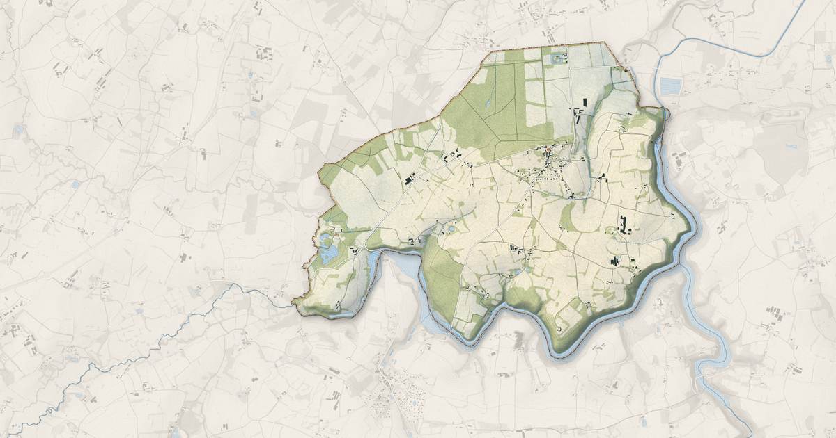 Portrait cartographique de Guenroc : relief, eau, forêts, bâti et voies, calculés à partir des données de l'IGN