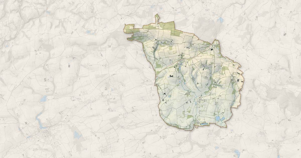 Portrait cartographique de La Harmoye : relief, eau, forêts, bâti et voies, calculés à partir des données de l'IGN