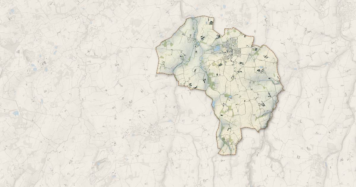 Portrait cartographique de Landéhen : relief, eau, forêts, bâti et voies, calculés à partir des données de l'IGN
