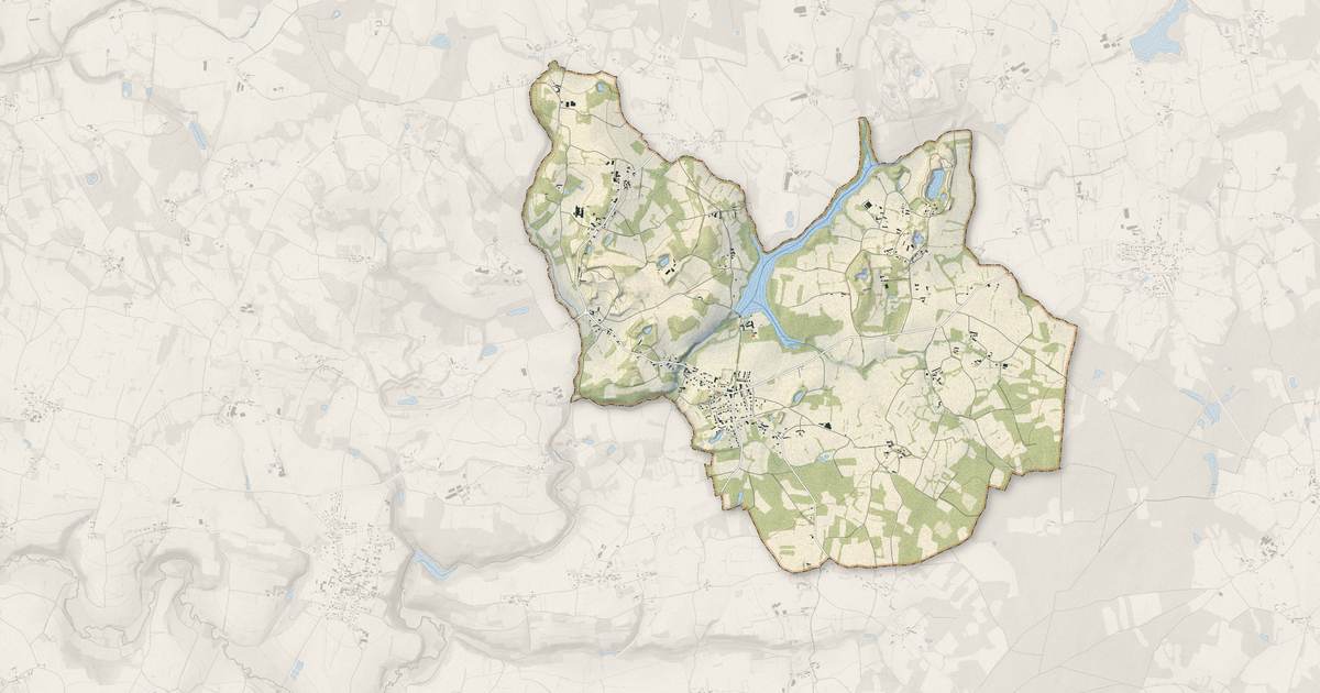 Portrait cartographique de Languédias : relief, eau, forêts, bâti et voies, calculés à partir des données de l'IGN