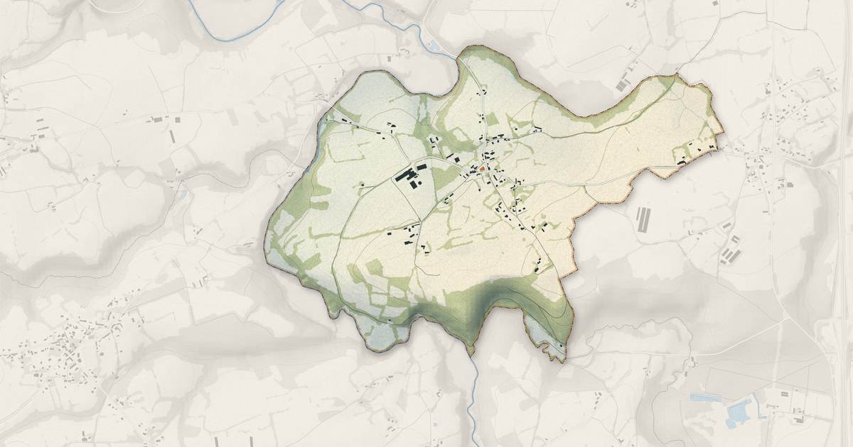 Portrait cartographique de Lanleff : relief, eau, forêts, bâti et voies, calculés à partir des données de l'IGN