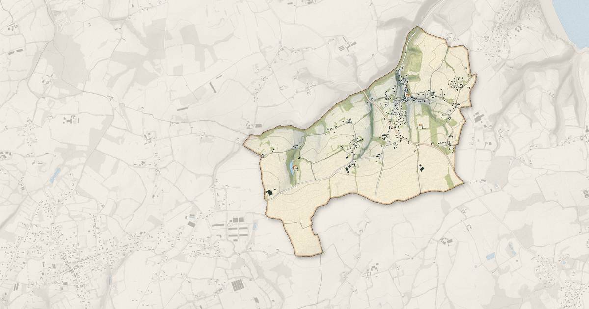 Portrait cartographique de Lanloup : relief, eau, forêts, bâti et voies, calculés à partir des données de l'IGN
