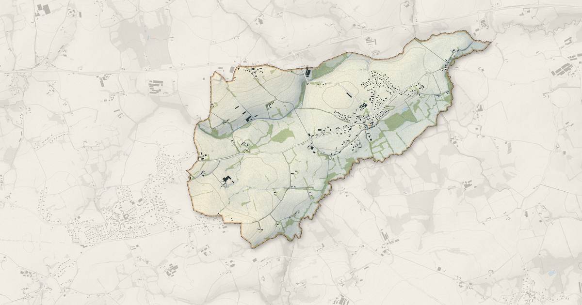 Portrait cartographique de Lanmérin : relief, eau, forêts, bâti et voies, calculés à partir des données de l'IGN