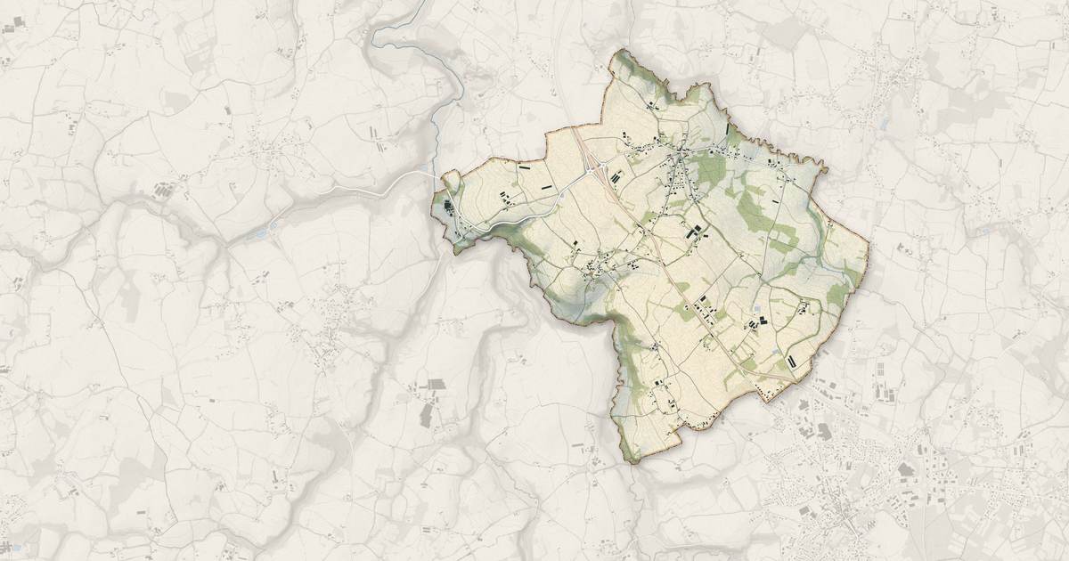 Portrait cartographique de Lannebert : relief, eau, forêts, bâti et voies, calculés à partir des données de l'IGN