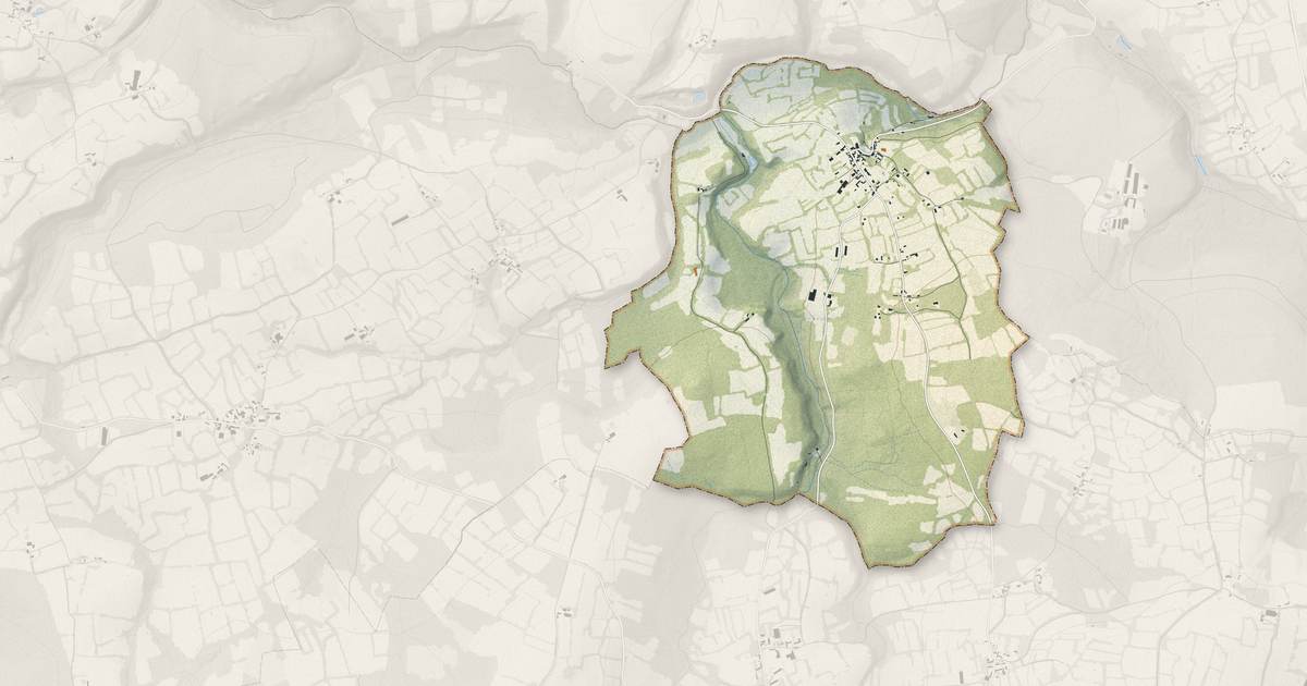 Portrait cartographique de Loc-Envel : relief, eau, forêts, bâti et voies, calculés à partir des données de l'IGN