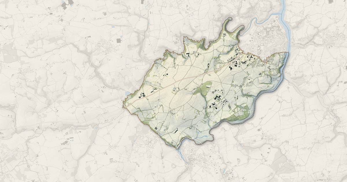 Portrait cartographique de Minihy-Tréguier : relief, eau, forêts, bâti et voies, calculés à partir des données de l'IGN